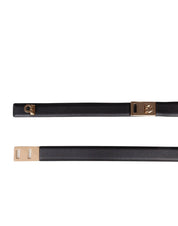 FERRAGAMO EXTENDABLE HUG BELT IN BLACK LEATHER
