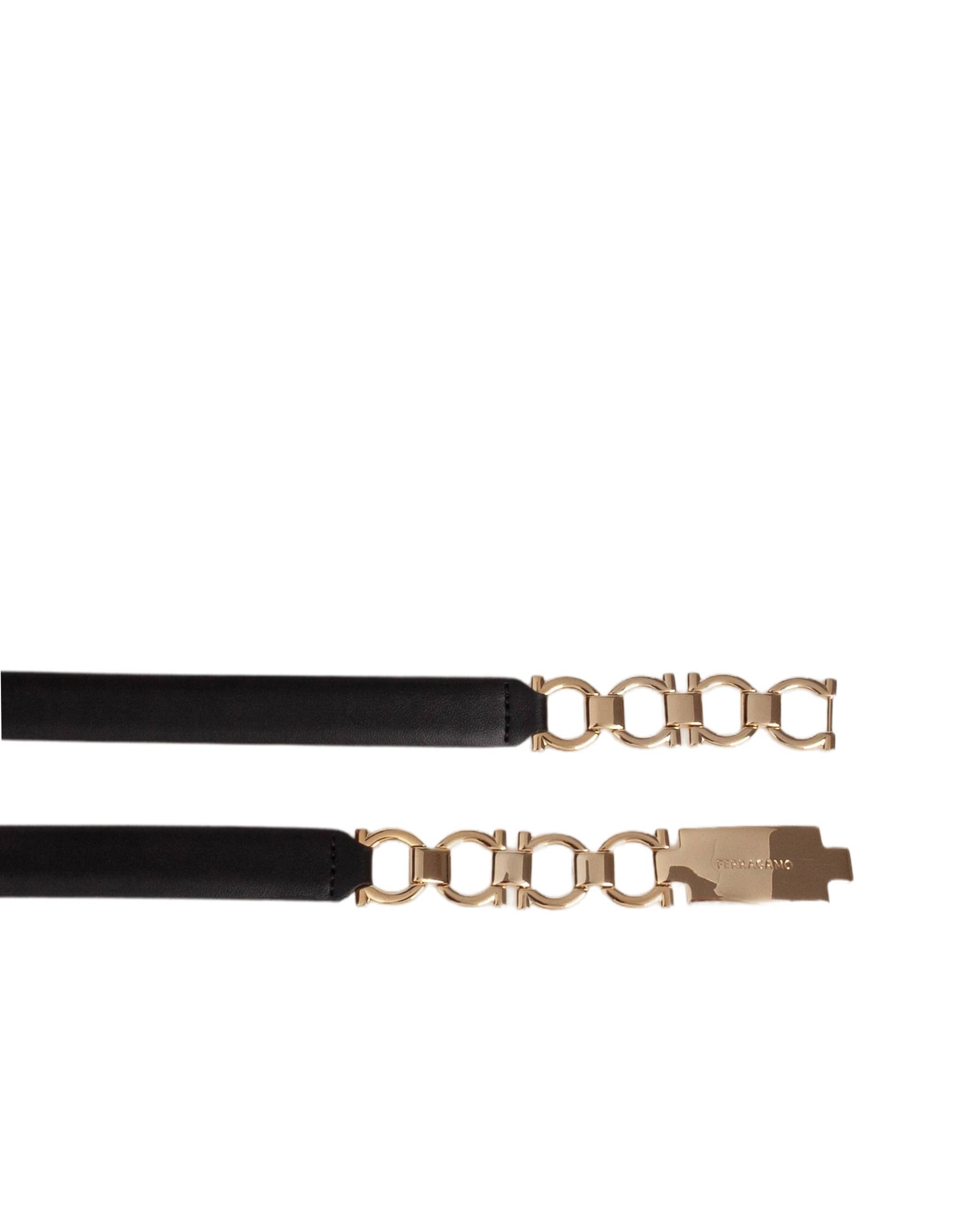 FERRAGAMO BIJOUX BELT IN BLACK LEATHER