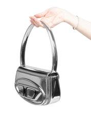 DIESEL BORSA A SPALLA 1DR IN PELLE SPECCHIATA COLORE SILVER