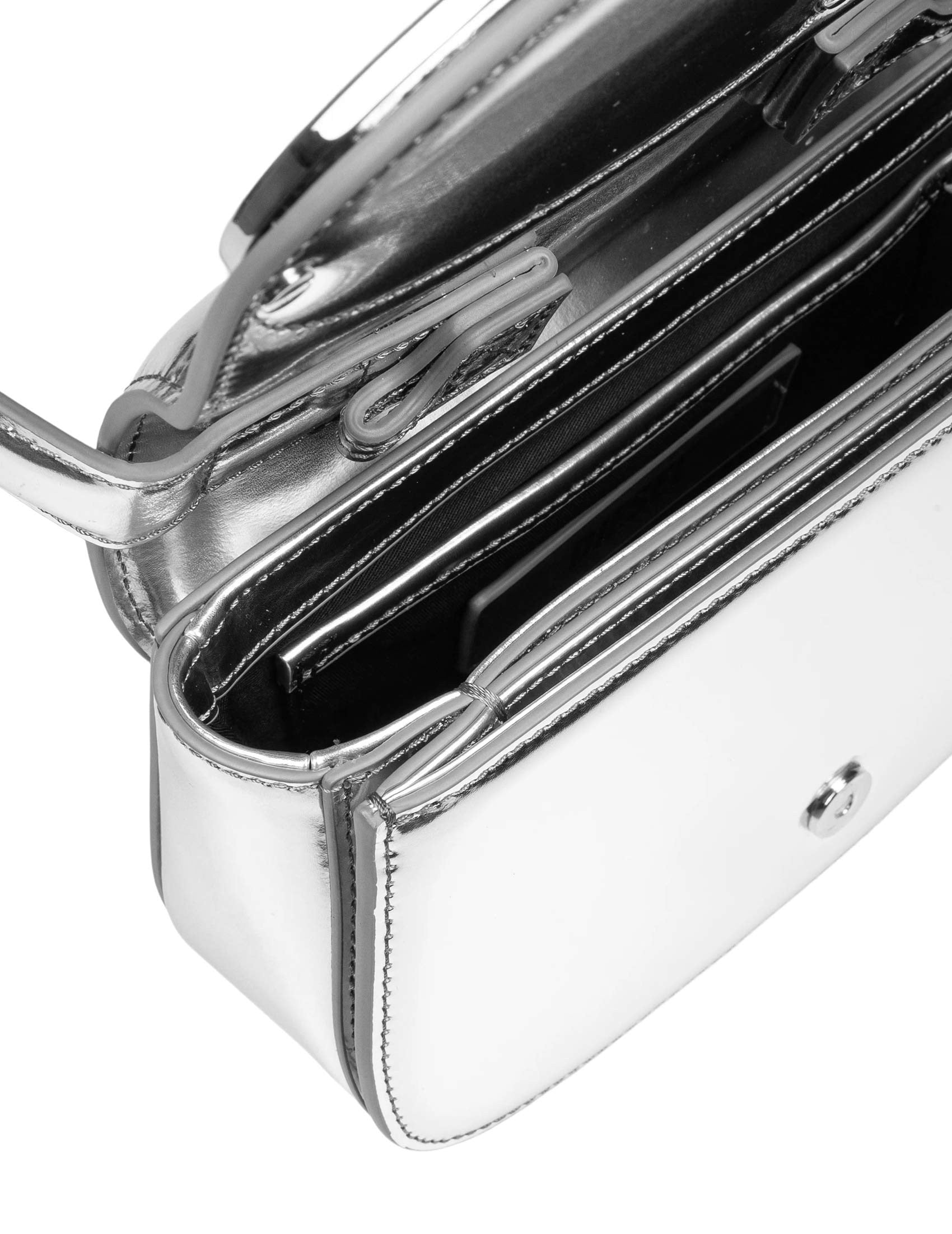 DIESEL BORSA A SPALLA 1DR IN PELLE SPECCHIATA COLORE SILVER