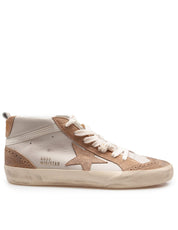 GOLDEN GOOSE MID STAR SNEAKERS IN LEATHER AND SUEDE COLOR GREY/LIGHT BROWN
