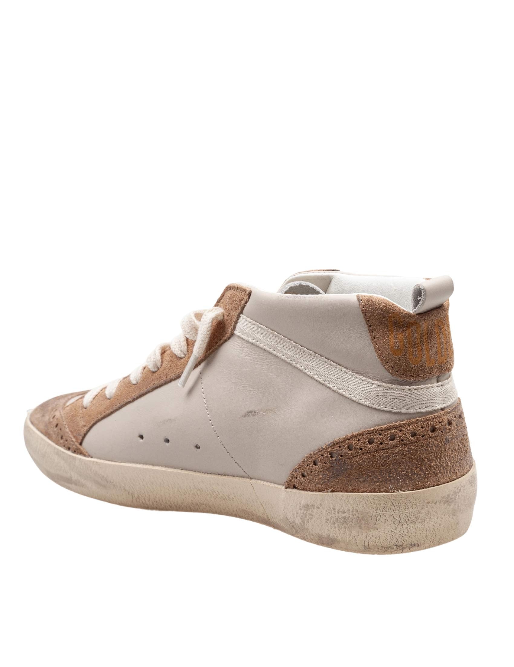 GOLDEN GOOSE MID STAR SNEAKERS IN LEATHER AND SUEDE COLOR GREY/LIGHT BROWN