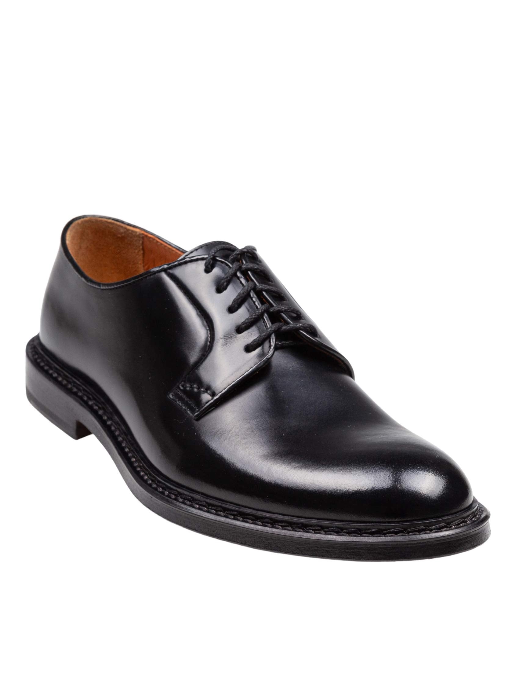 DOUCAL'S DERBY SHOE IN BLACK LEATHER