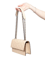 TORY BURCH FLEMING SMALL LEATHER CROSSBODY BAG COLOR VANILLA