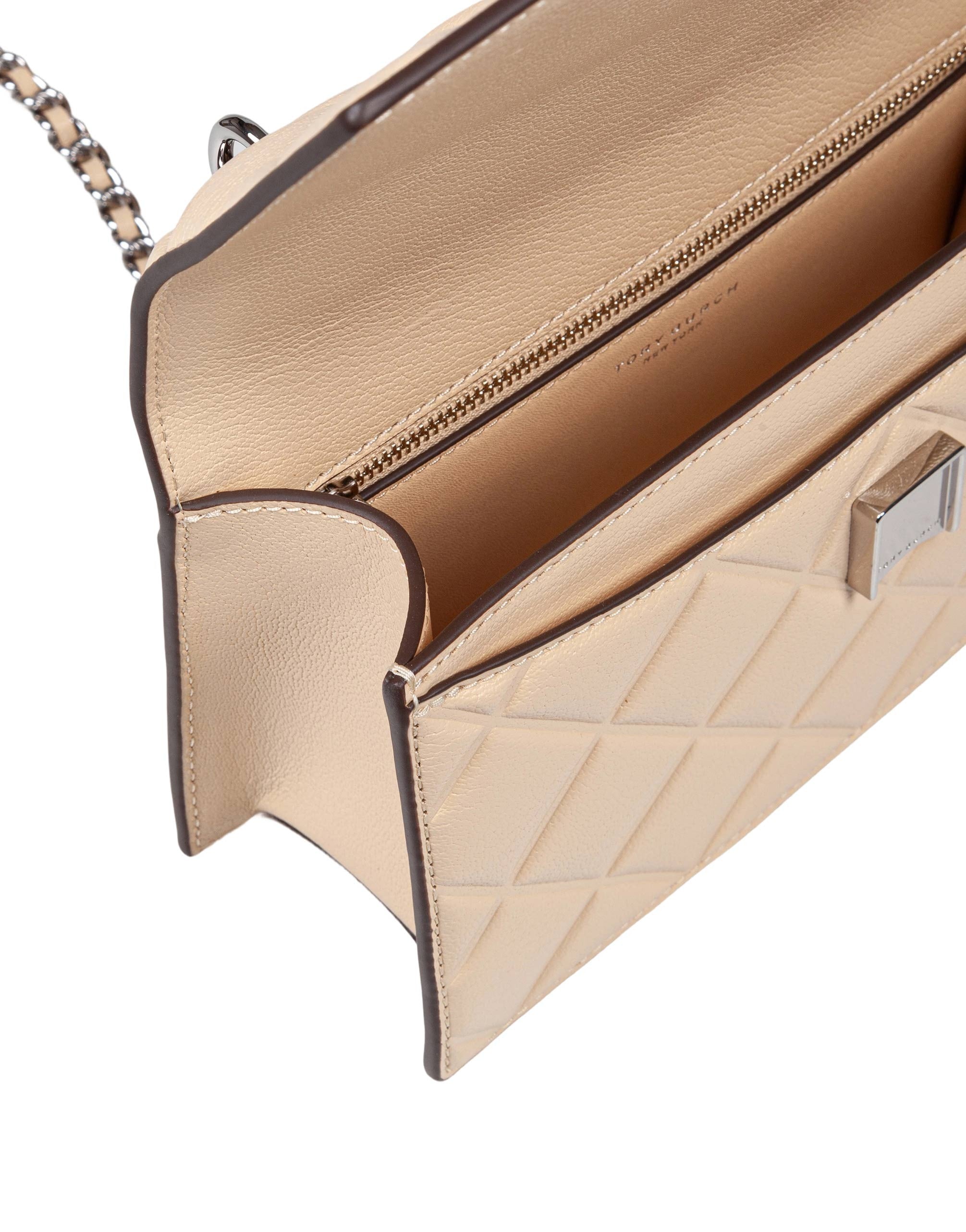 TORY BURCH FLEMING SMALL LEATHER CROSSBODY BAG COLOR VANILLA