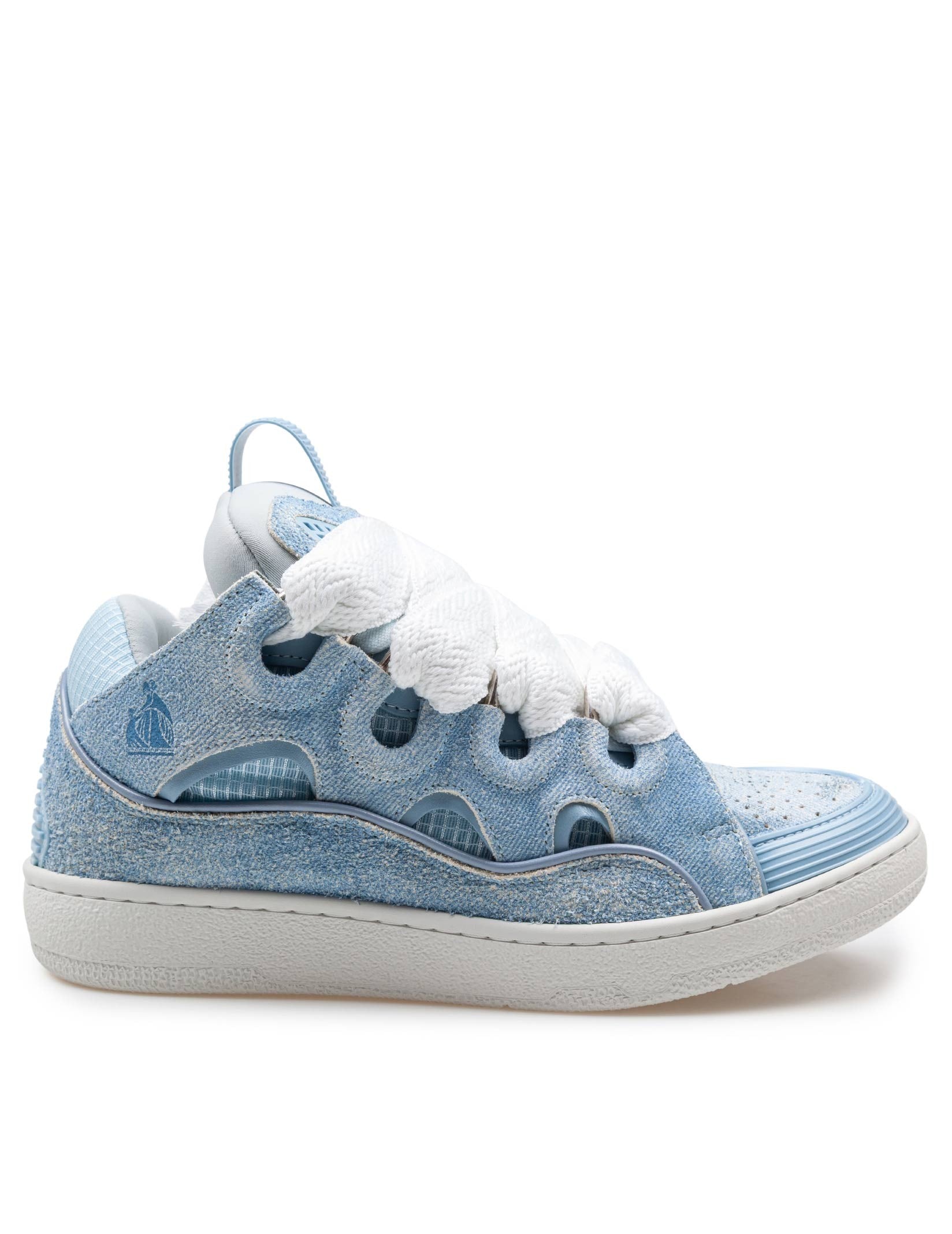 LANVIN SNEAKERS CURB IN PELLE E MESH COLORE BLU DENIM