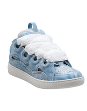 LANVIN SNEAKERS CURB IN PELLE E MESH COLORE BLU DENIM