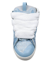 LANVIN SNEAKERS CURB IN PELLE E MESH COLORE BLU DENIM