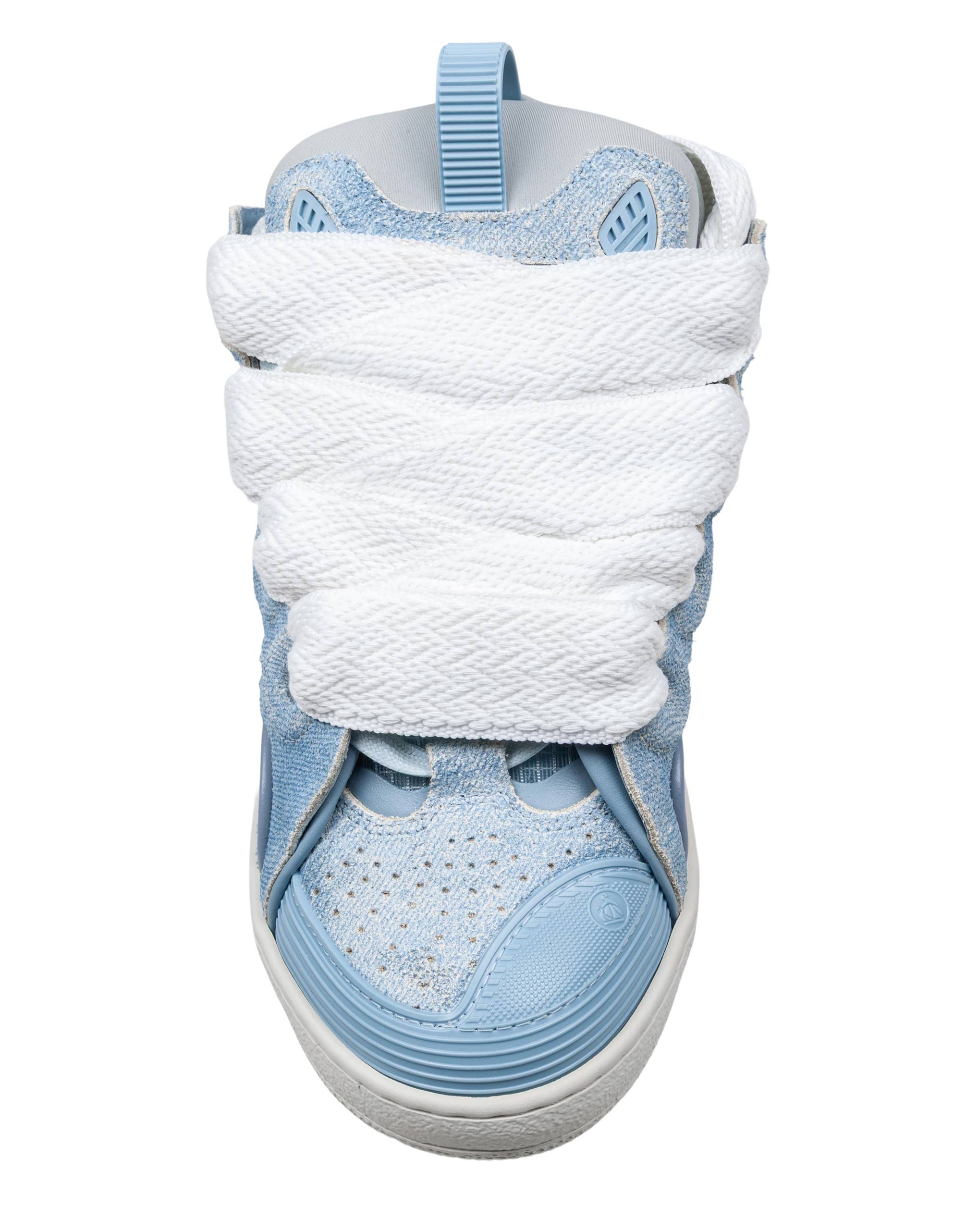LANVIN SNEAKERS CURB IN PELLE E MESH COLORE BLU DENIM