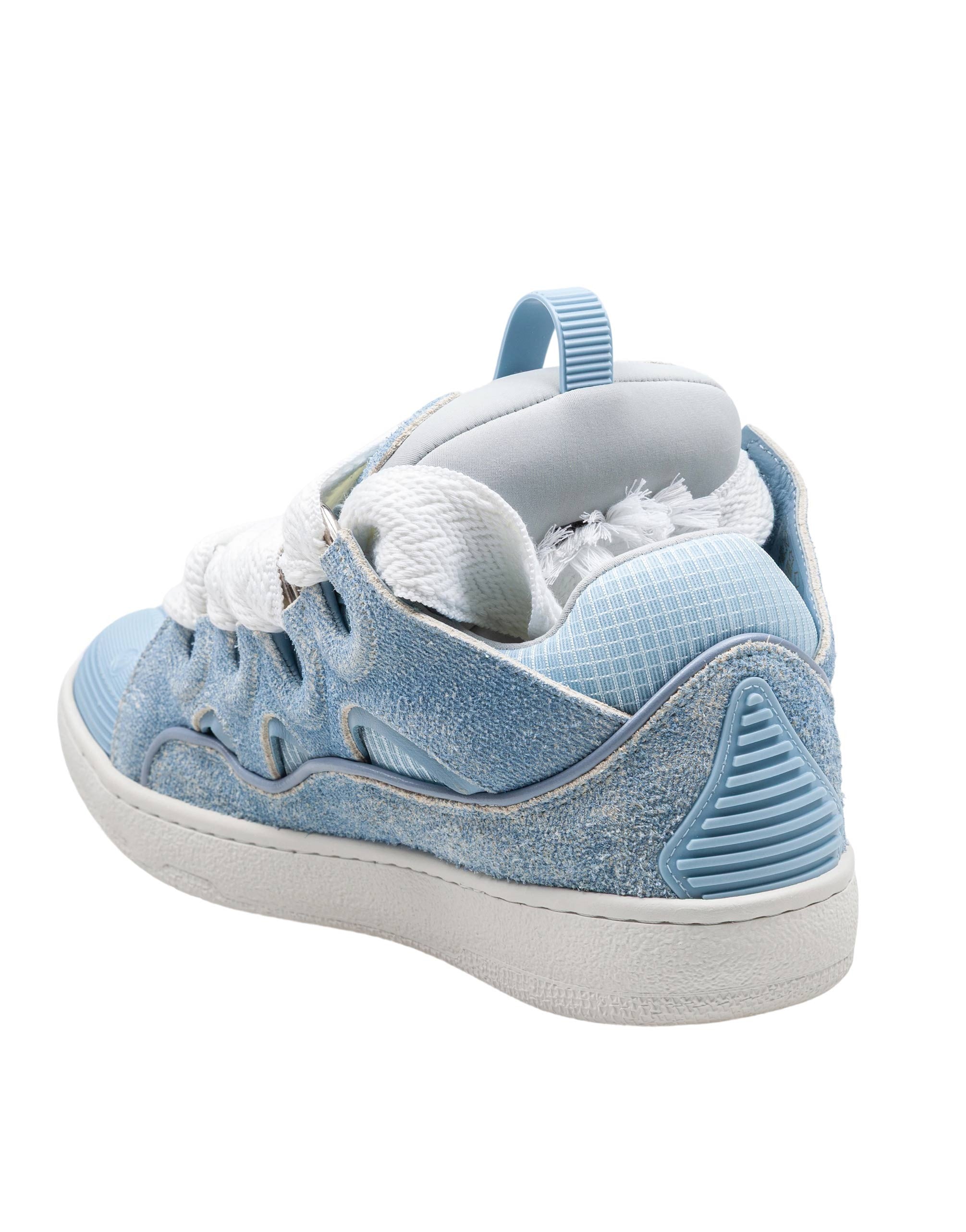 LANVIN SNEAKERS CURB IN PELLE E MESH COLORE BLU DENIM