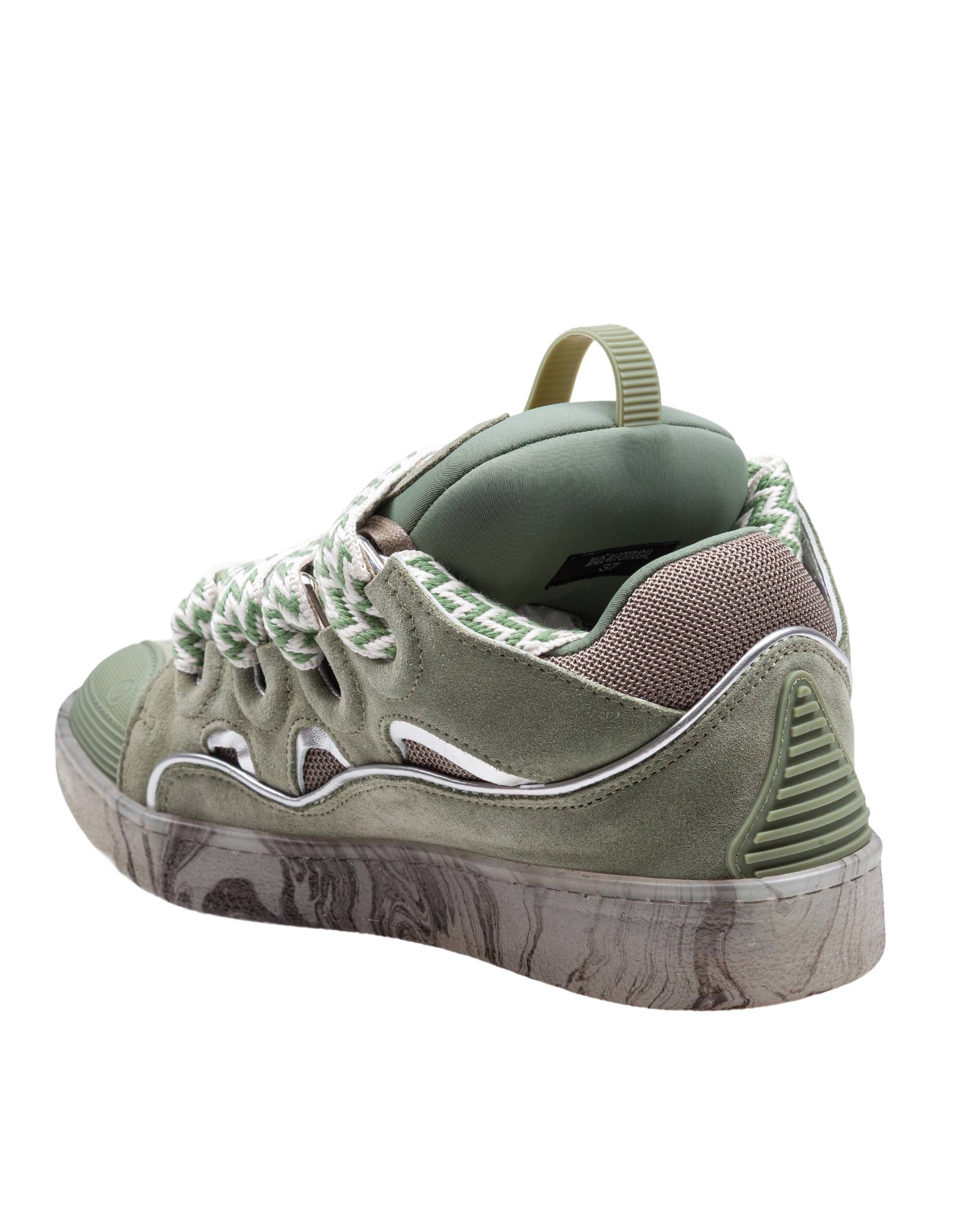 LANVIN SNEAKERS CURB IN PELLE E MESH COLORE VERDE