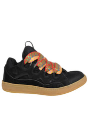 LANVIN CURB SNEAKERS IN PELLE E CAMOSCIO CON LACCI MULTICOLOR