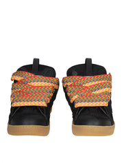 LANVIN CURB SNEAKERS IN PELLE E CAMOSCIO CON LACCI MULTICOLOR