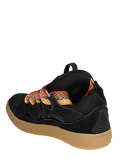 LANVIN CURB SNEAKERS IN PELLE E CAMOSCIO CON LACCI MULTICOLOR