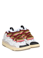 LANVIN CURB SNEAKERS IN PELLE E CAMOSCIO CON LACCI MULTICOLOR