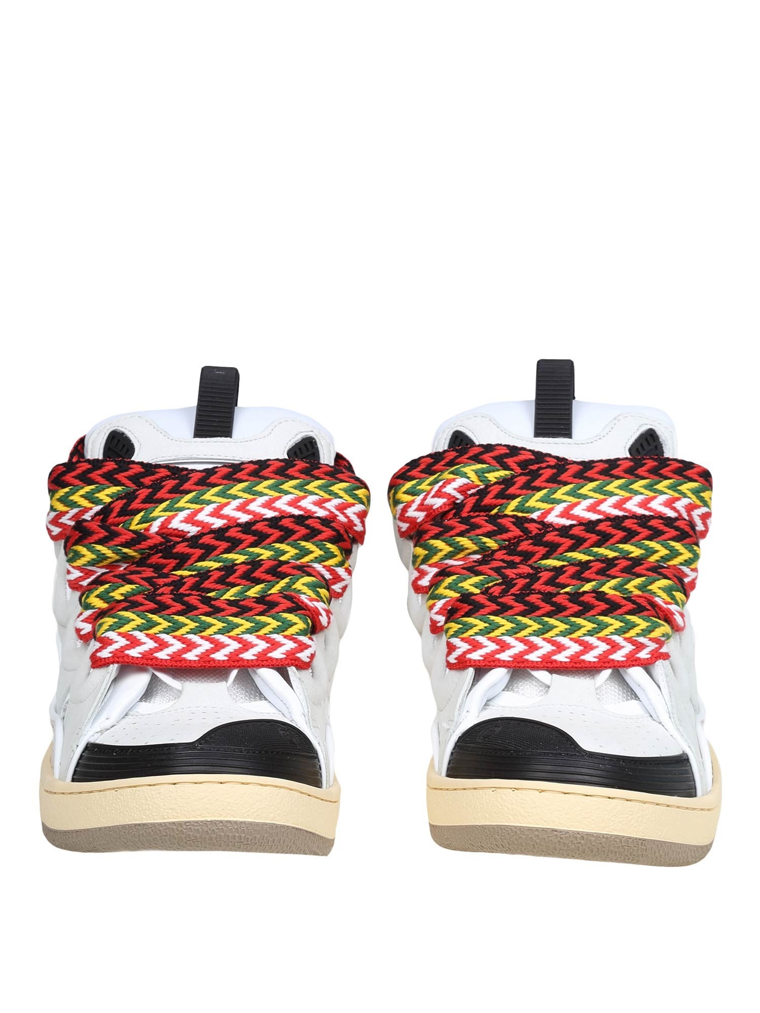 LANVIN CURB SNEAKERS IN PELLE E CAMOSCIO CON LACCI MULTICOLOR
