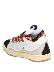 LANVIN CURB SNEAKERS IN PELLE E CAMOSCIO CON LACCI MULTICOLOR
