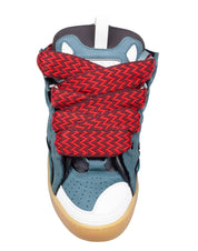 LANVIN SNEAKERS CURB IN CAMOSCIO E TESSUTO COLORE BLU E ROSSO
