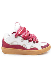 LANVIN CURB SNEAKER IN LEATHER AND SUEDE COLOR WHITE AND BERRY