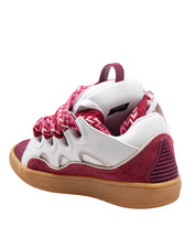 LANVIN CURB SNEAKER IN LEATHER AND SUEDE COLOR WHITE AND BERRY