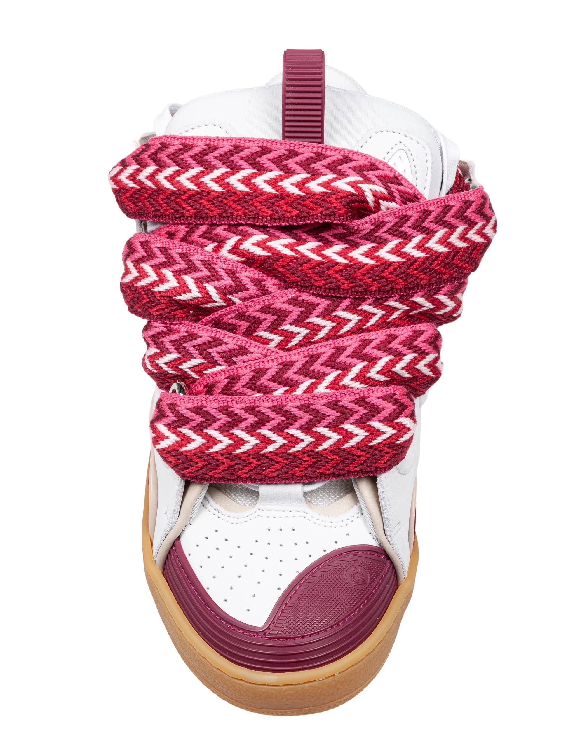LANVIN CURB SNEAKER IN LEATHER AND SUEDE COLOR WHITE AND BERRY