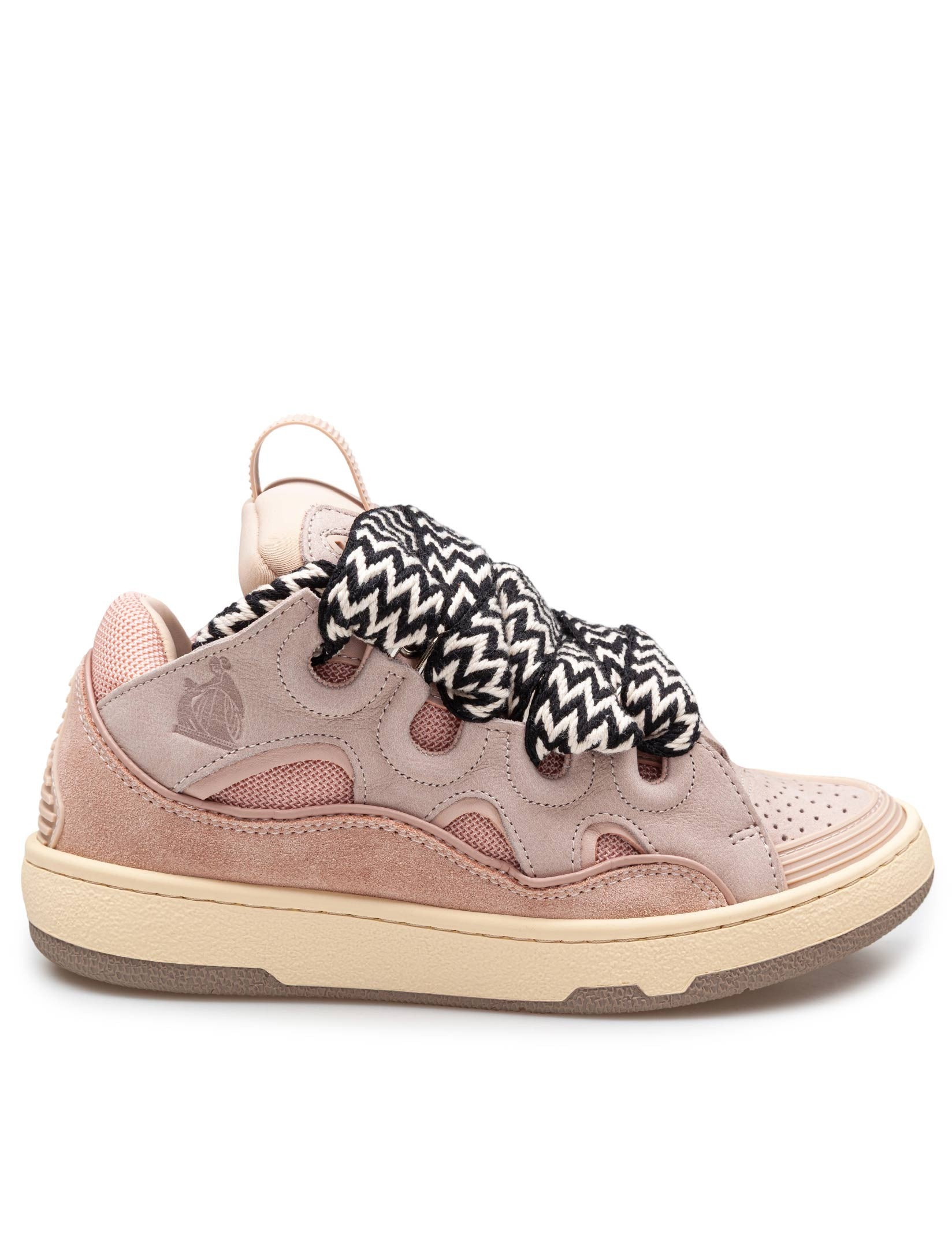 LANVIN CURB SNEAKERS IN WHITE AND PINK LEATHER
