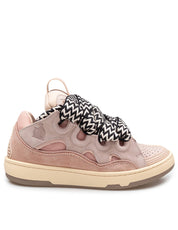 LANVIN CURB SNEAKERS IN WHITE AND PINK LEATHER