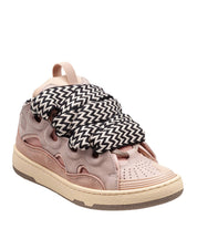LANVIN CURB SNEAKERS IN WHITE AND PINK LEATHER