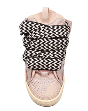LANVIN CURB SNEAKERS IN WHITE AND PINK LEATHER