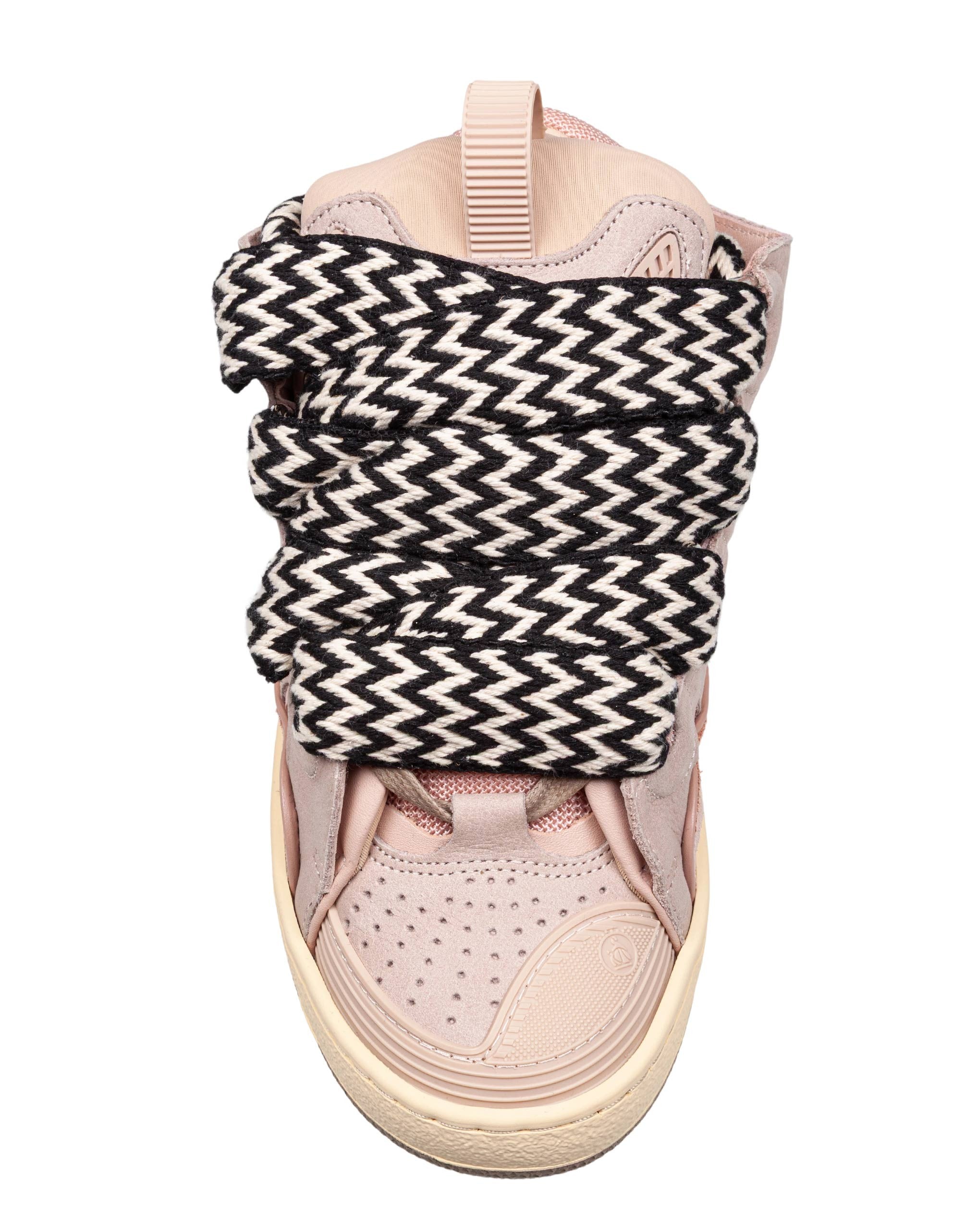 LANVIN CURB SNEAKERS IN WHITE AND PINK LEATHER