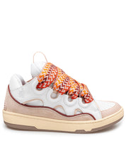 LANVIN SNEAKERS CURB IN PELLE COLORE BIANCO E PESCA