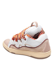 LANVIN SNEAKERS CURB IN PELLE COLORE BIANCO E PESCA