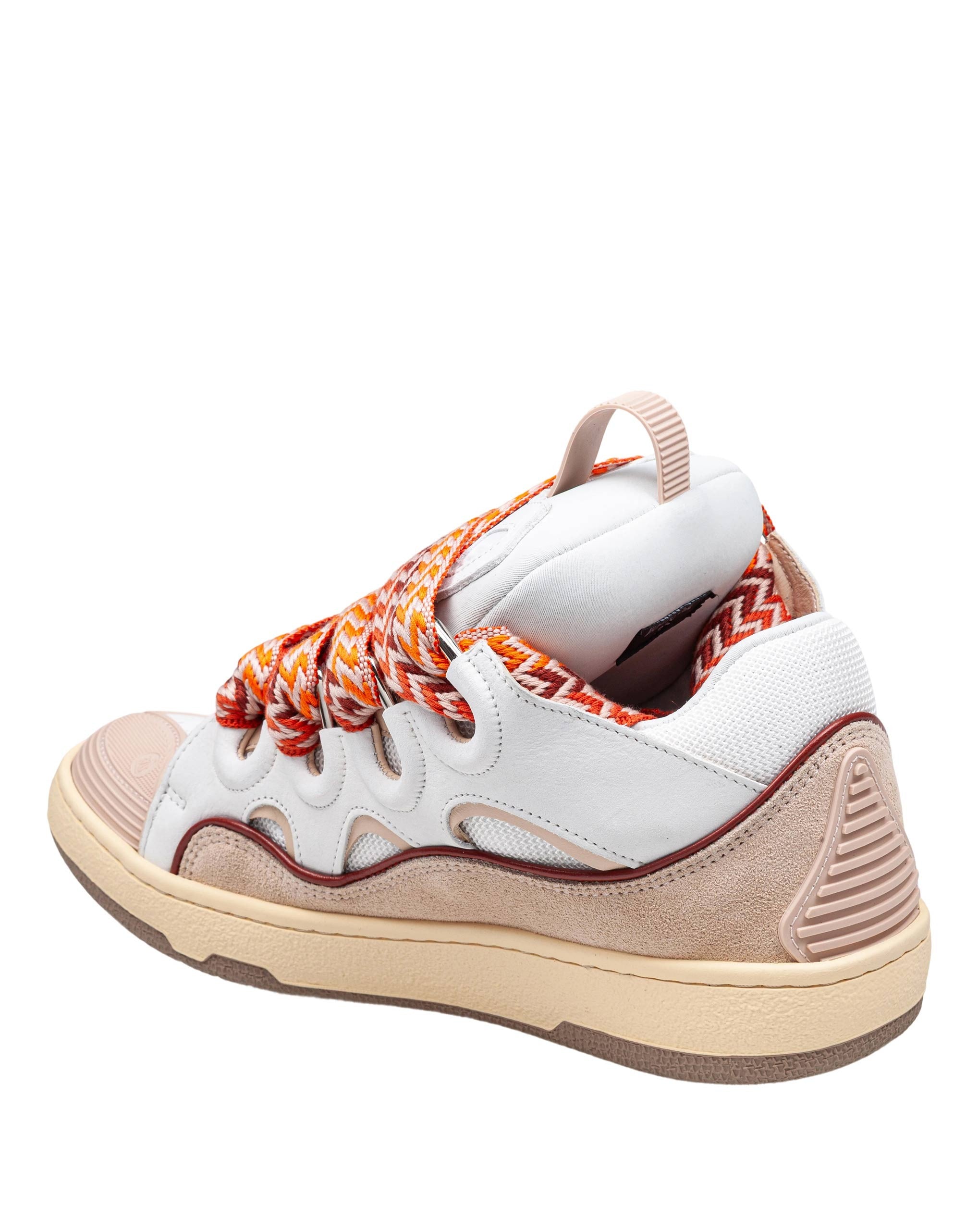 LANVIN SNEAKERS CURB IN PELLE COLORE BIANCO E PESCA
