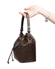 TORY BURCH MONOGRAM PRINTED COTTON BUCKET BAG