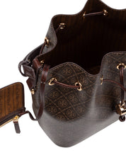TORY BURCH MONOGRAM PRINTED COTTON BUCKET BAG