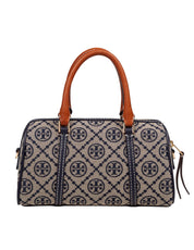 TORY BURCH MONOGRAM BUCKET IN PRINTED COTTON MONOGRAM BLUE