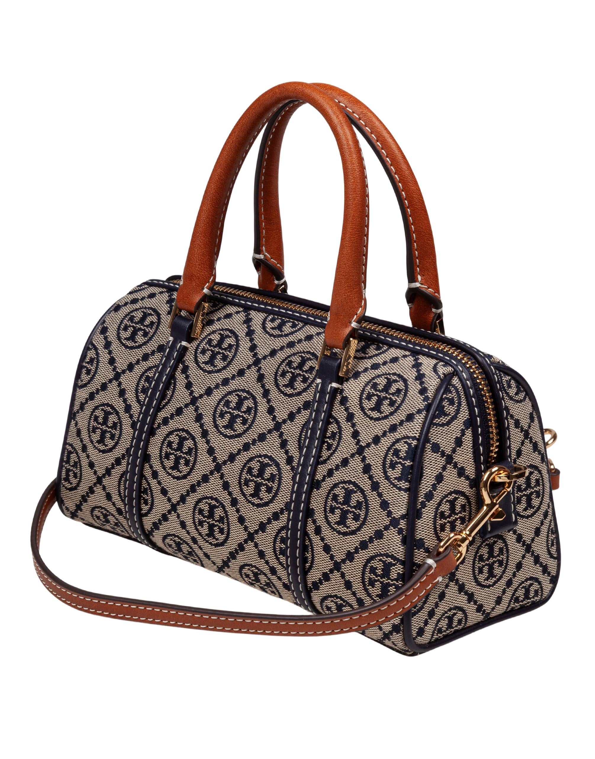 TORY BURCH MONOGRAM BUCKET IN PRINTED COTTON MONOGRAM BLUE