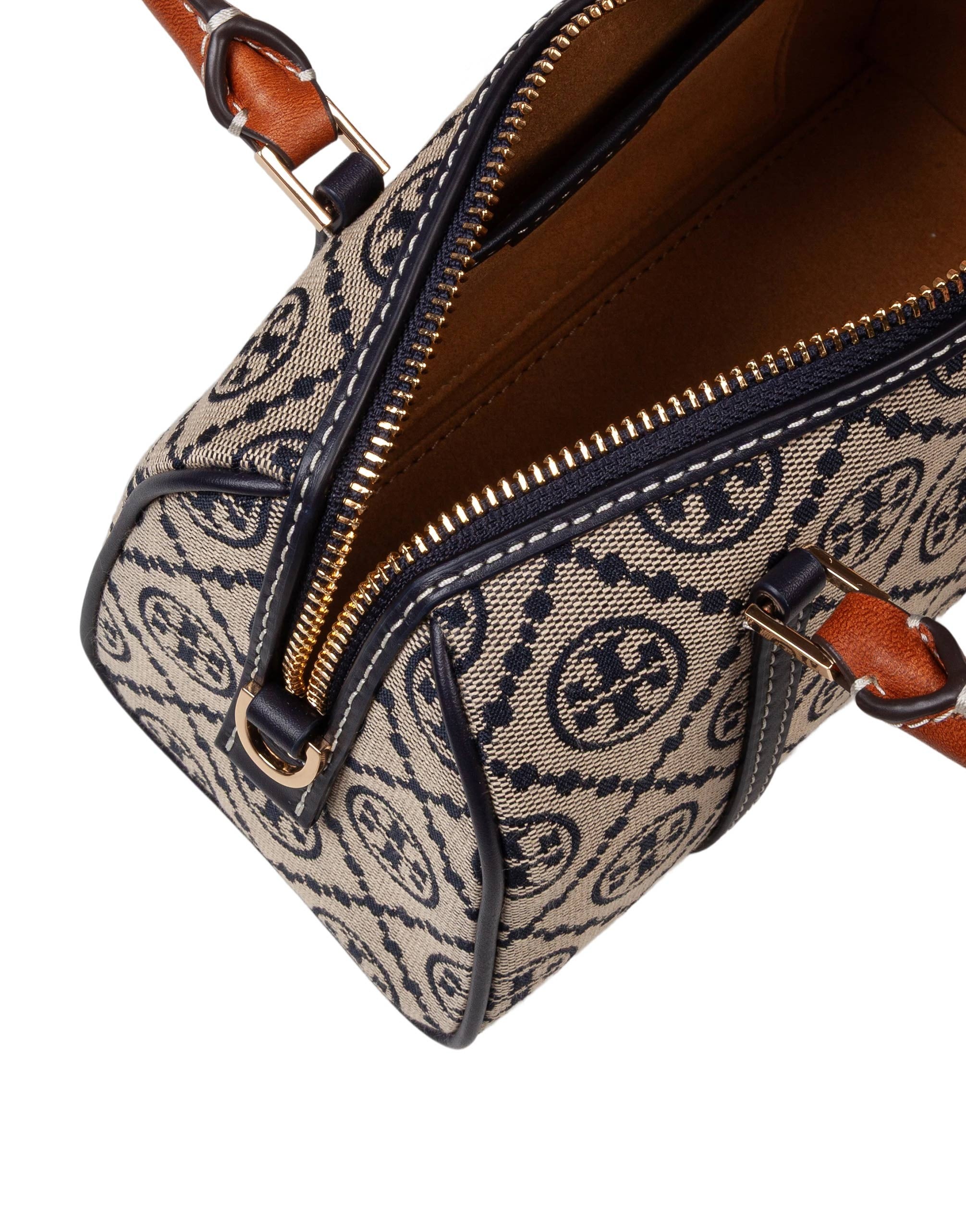 TORY BURCH MONOGRAM BUCKET IN PRINTED COTTON MONOGRAM BLUE