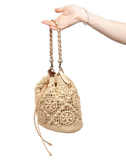 TORY BURCH MONOGRAM T RAFFIA BAG NATURAL COLOR