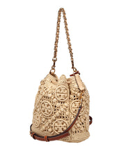 TORY BURCH MONOGRAM T RAFFIA BAG NATURAL COLOR