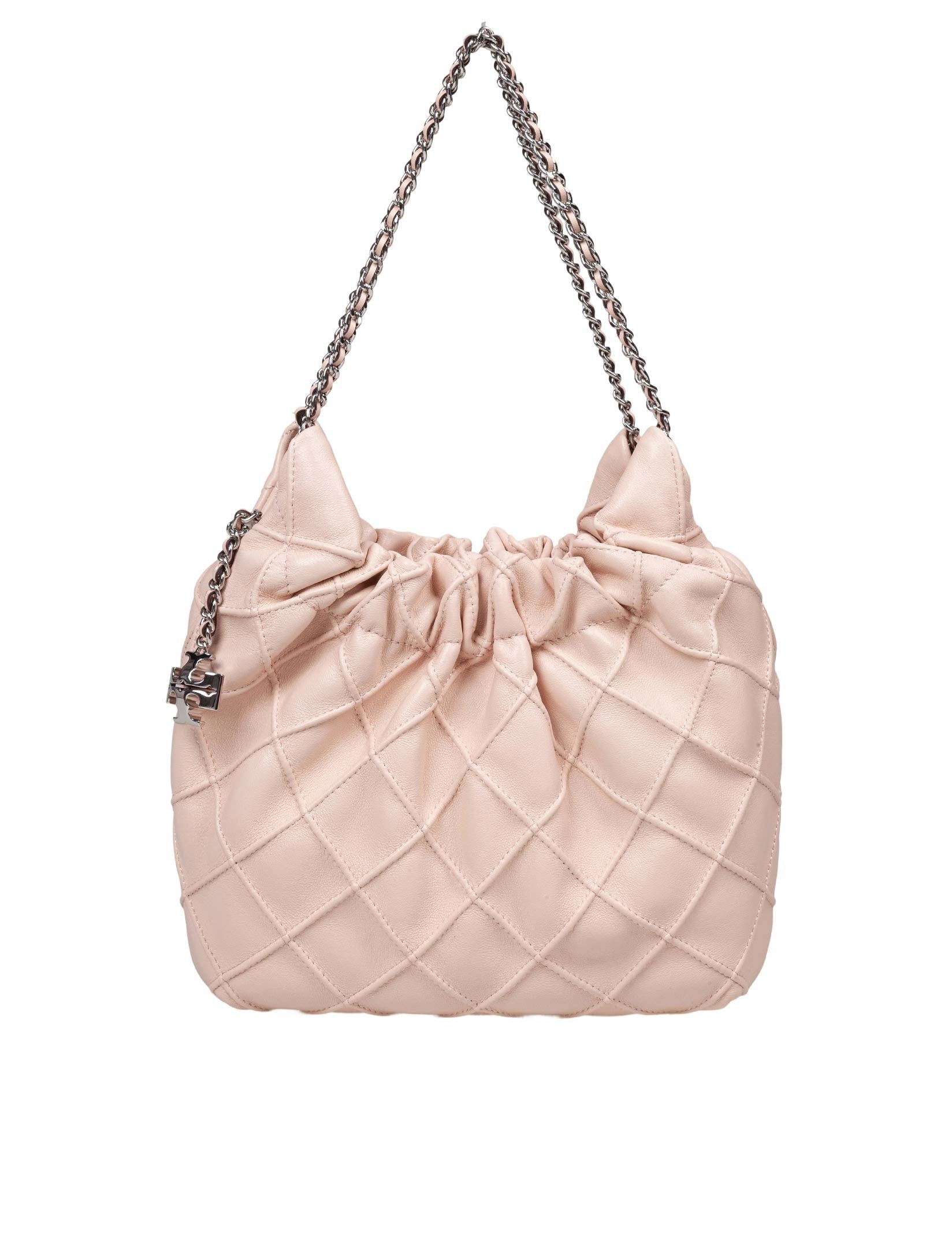 TORY BURCH FLEMING MINI HOBO BAG IN PINK LEATHER