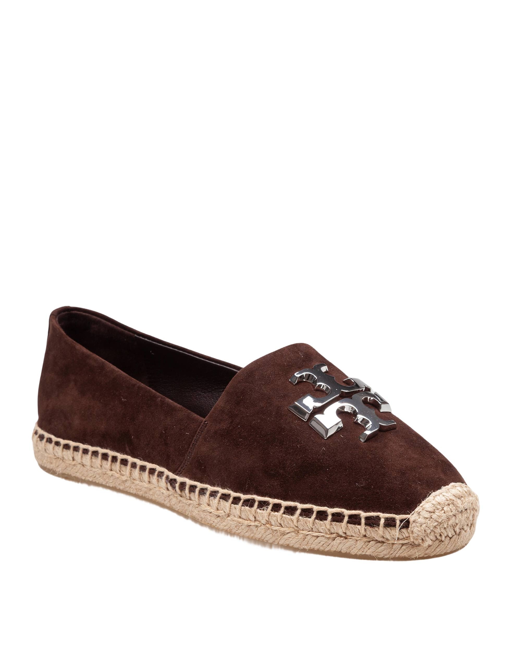 TORY BURCH ELEANOR SUEDE ESPADRILLE BROWN