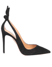 AQUAZZURA BOW TIE PUMP 85 IN CAMOSCIO COLORE NERO