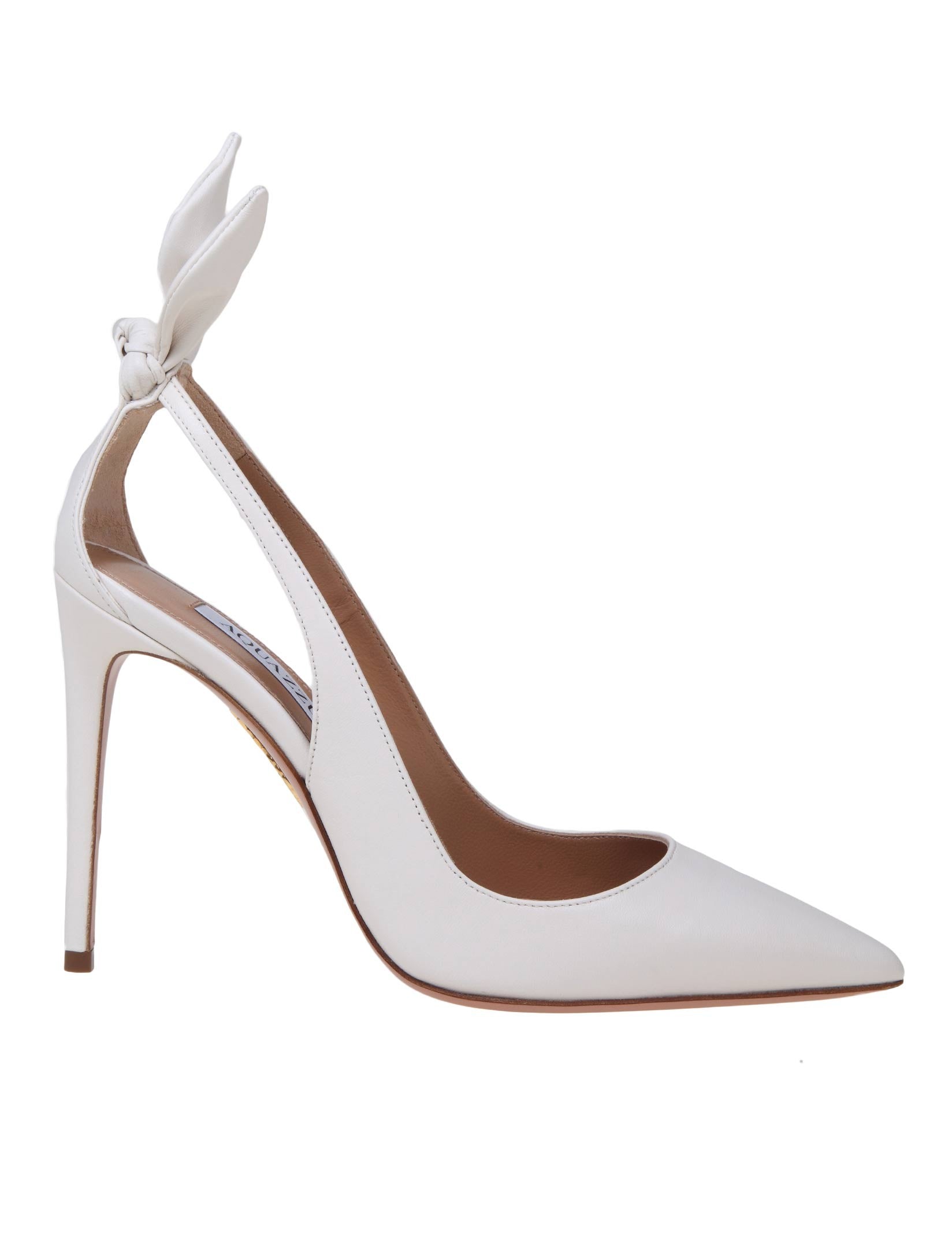 AQUAZZURA BOW TIE PUMP 85 IN PELLE COLORE BIANCO