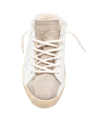GOLDEN GOOSE SNAKERS SUPER STAR LEATHER SABOT WHITE AND TAUPE