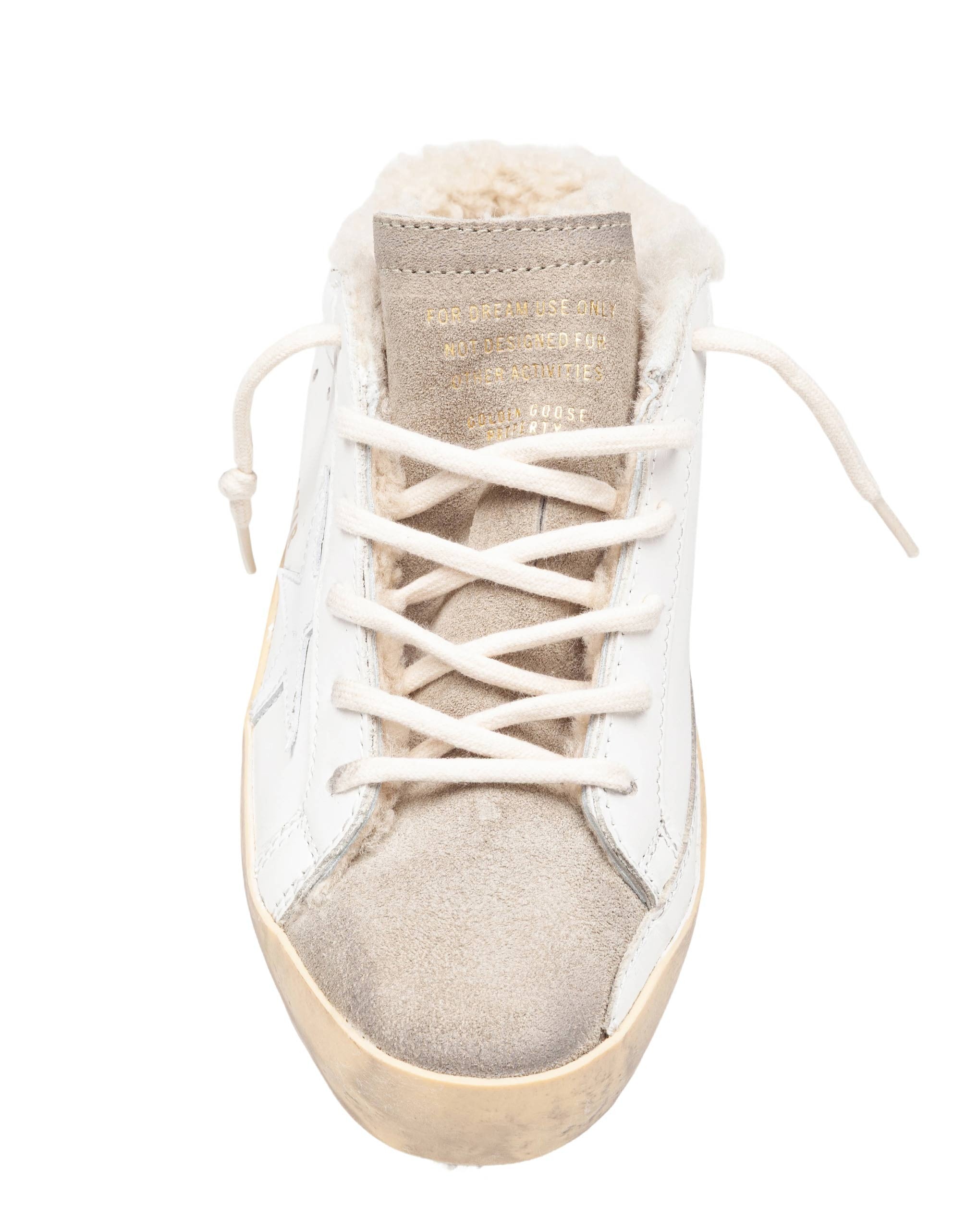 GOLDEN GOOSE SNAKERS SUPER STAR LEATHER SABOT WHITE AND TAUPE