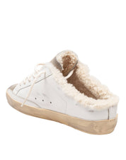 GOLDEN GOOSE SNAKERS SUPER STAR LEATHER SABOT WHITE AND TAUPE