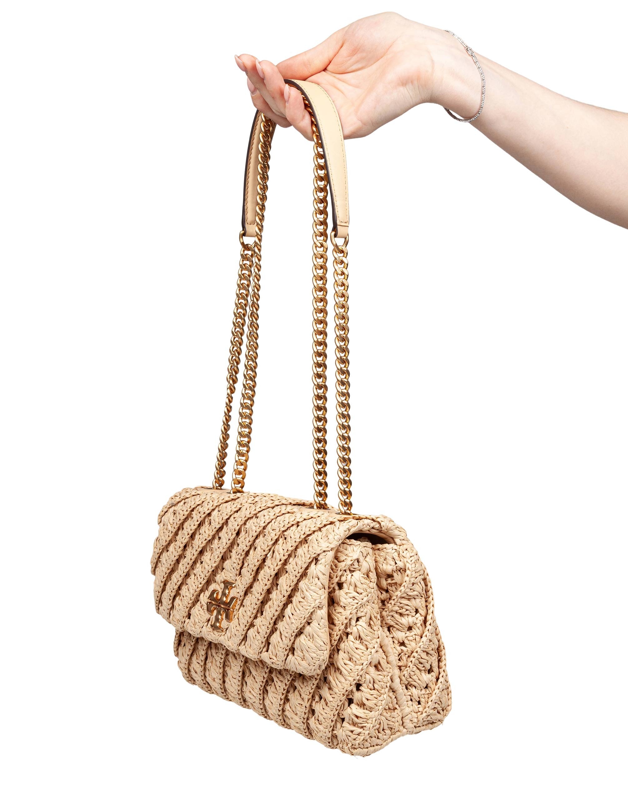 TORY BURCH KIRA WOVEN SMALL CONVERTIBLE SHOULDER BAG