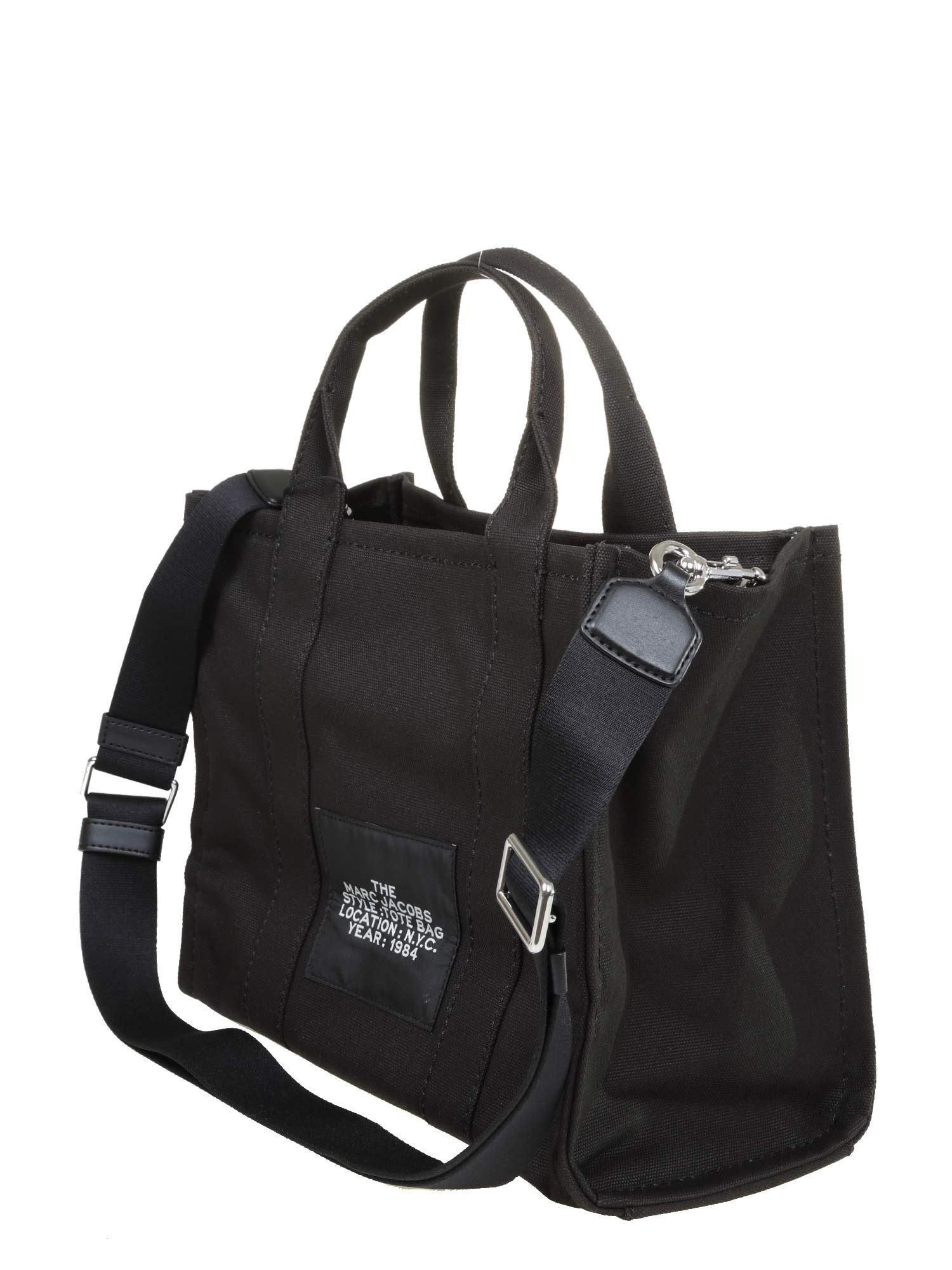 MARC JACOBS THE MEDIUM TOTE IN BLACK CANVAS