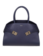 FERRAGAMO HUG TH M HANDBAG IN BLUE LEATHER